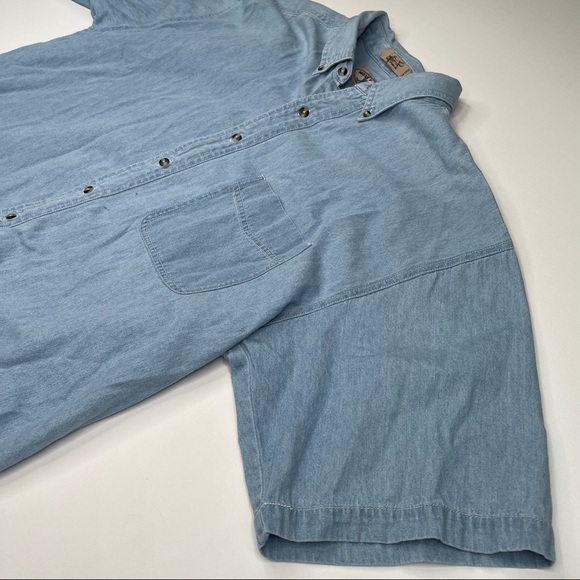 Vintage Native American Shirt Chambray Button Tribal Indigenous Blue Summer - Picture 5 of 12